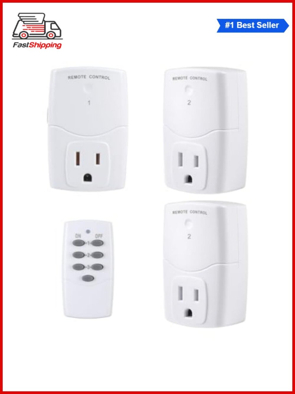 🎅 Wireless Remote Control Outlet Switch Kit 3 Outlets 1250W Plug In